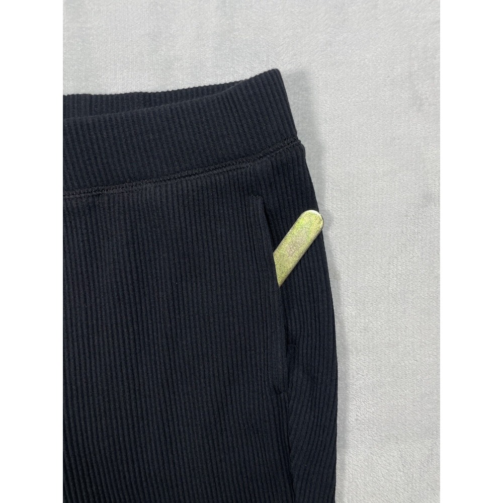 Uniqlo Ribbed Leggings Womens XS Black Stretch Slim Flare Pants Ankle Slit - Picture 10 of 11